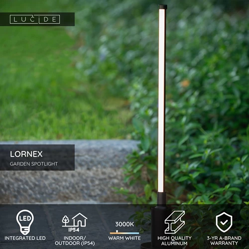 Lucide LORNEX - Garden spotlight - LED - 1x6W 3000K - IP54 - Black - USP